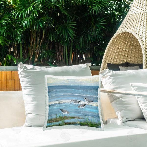 Stupell Industries Sally Swatland | Stepping Sandpipers Grazing Printed Throw Pillow