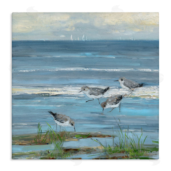stupell industries Sally Swatland | Stepping Sandpipers Grazing