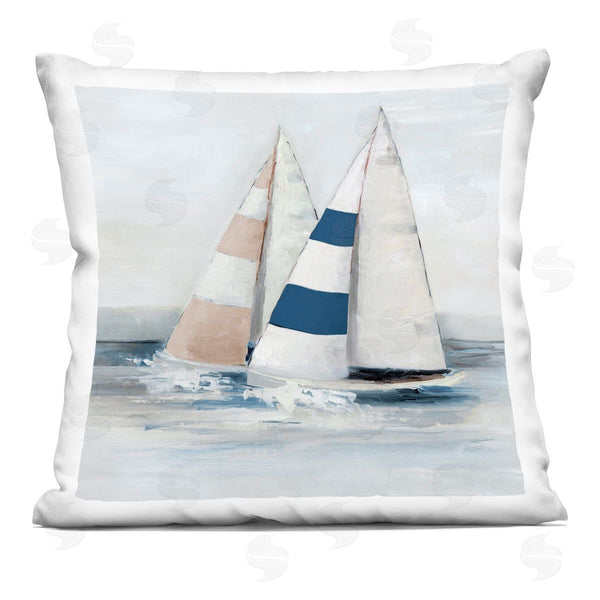 stupell industries Sally Swatland | Striped Sailboat Duo Printed Throw Pillow