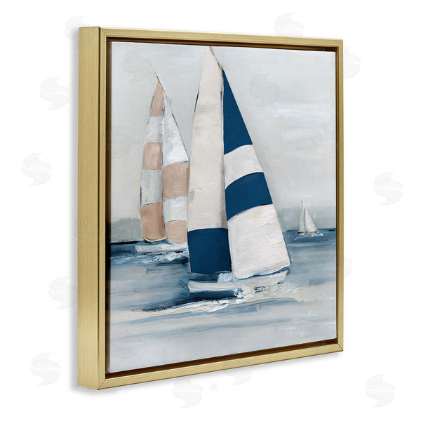 Stupell Industries Sally Swatland | Striped Sailboat Voyage