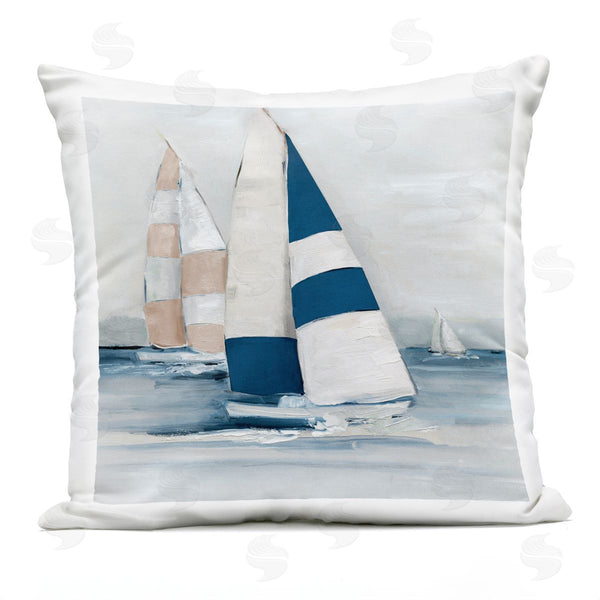 Stupell Industries Sally Swatland | Striped Sailboat Voyage Printed Throw Pillow