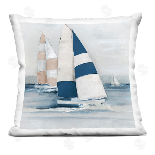 stupell industries Sally Swatland | Striped Sailboat Voyage Printed Throw Pillow