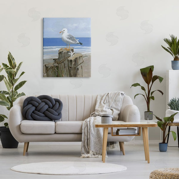 Stupell Industries Sally Swatland | Summer Seagull And Starfish Nautical Beach Post Wall Art