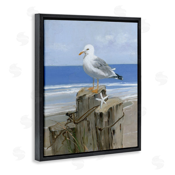 Stupell Industries Sally Swatland | Summer Seagull And Starfish Nautical Beach Post Wall Art