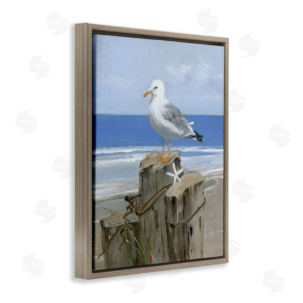Stupell Industries Sally Swatland | Summer Seagull And Starfish Nautical Beach Post Wall Art
