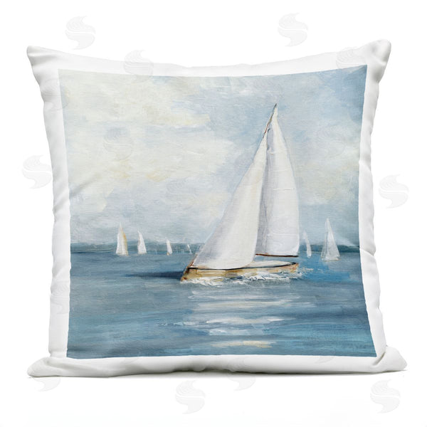 Stupell Industries Sally Swatland | Swaying Sailboat Vessel Printed Throw Pillow