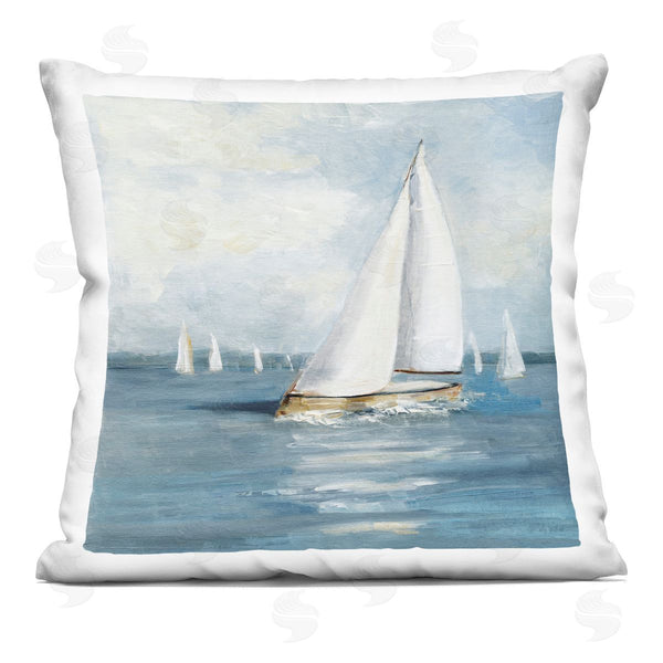 stupell industries Sally Swatland | Swaying Sailboat Vessel Printed Throw Pillow