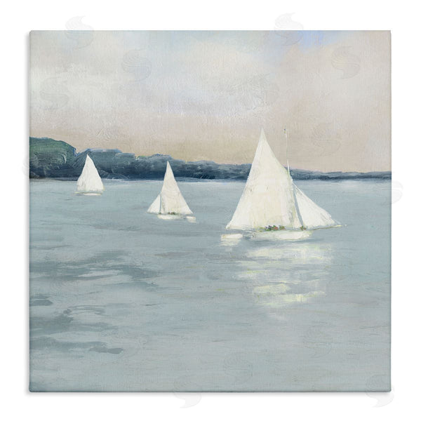 stupell industries Sally Swatland | Three Sailboats Nautical Seascape Wall Art
