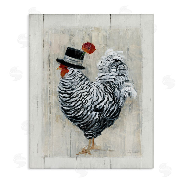 stupell industries Sally Swatland | Traditional Farm Chicken in Black Hat Chic Bird Wall Art