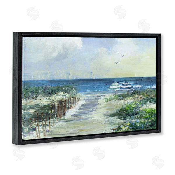 Stupell Industries Sally Swatland | Two Beach Umbrellas Coastline