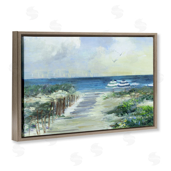 Stupell Industries Sally Swatland | Two Beach Umbrellas Coastline