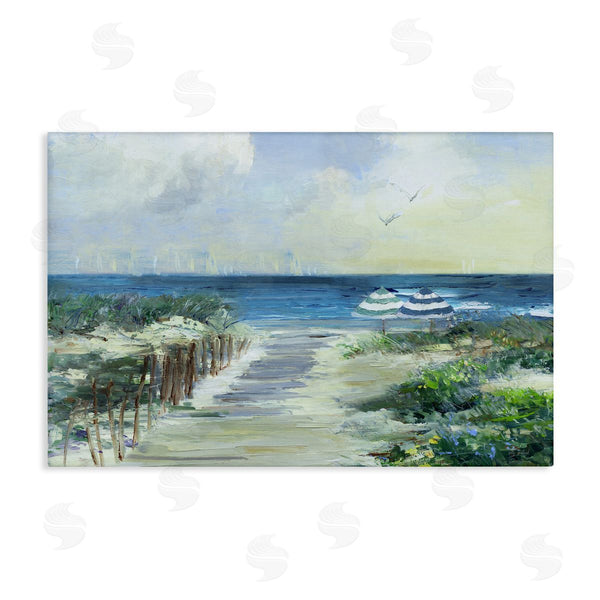 stupell industries Sally Swatland | Two Beach Umbrellas Coastline