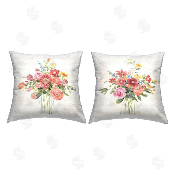 Stupell Industries Sally Swatland | Varied Flower Bouquets Printed Throw Pillow Set