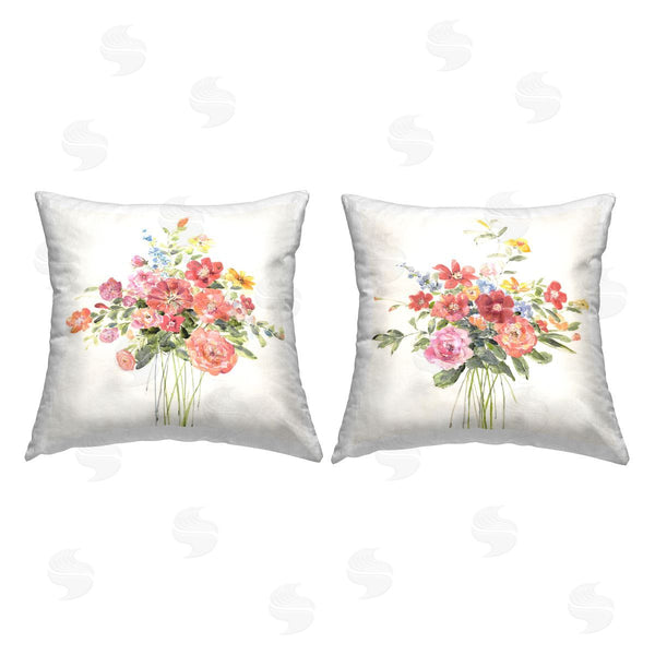 stupell industries Sally Swatland | Varied Flower Bouquets Printed Throw Pillow Set