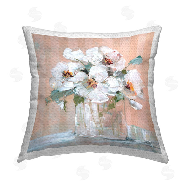 Stupell Industries Sally Swatland | White Florals On Pink Printed Throw Pillow