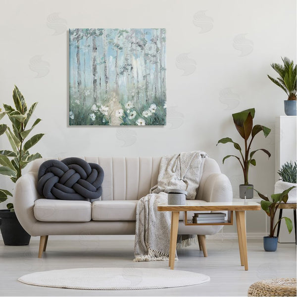 Stupell Industries Sally Swatland | White Flowers Blooming Forest Birch Trees Scenery Wall Art