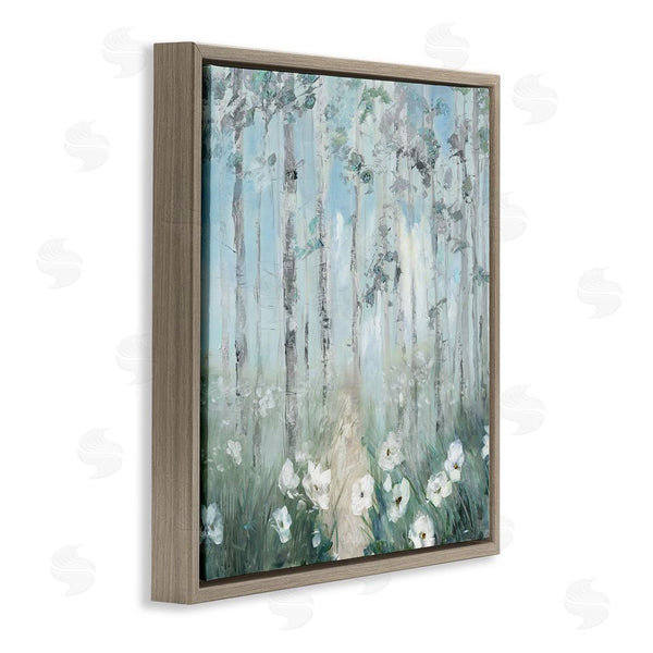 Stupell Industries Sally Swatland | White Flowers Blooming Forest Birch Trees Scenery Wall Art
