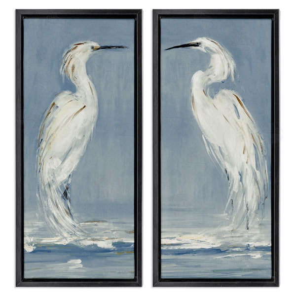 Stupell Industries Sally Swatland | White Herons With Ocean Wave