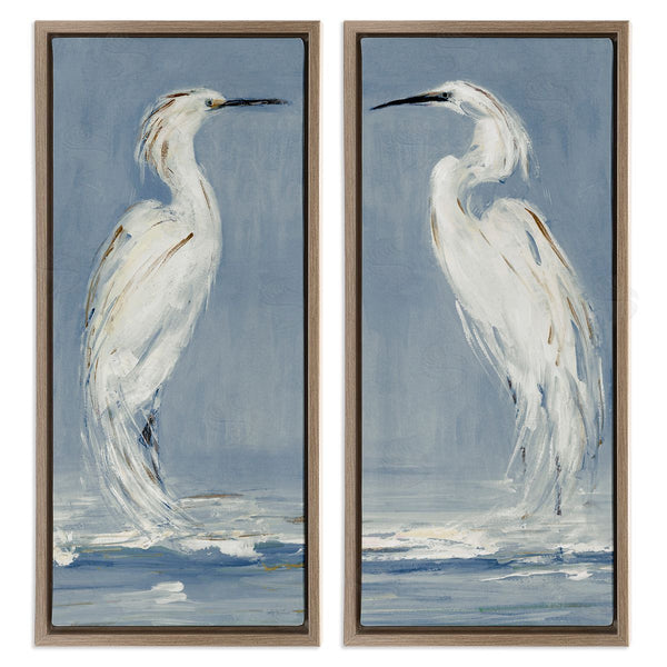 Stupell Industries Sally Swatland | White Herons With Ocean Wave