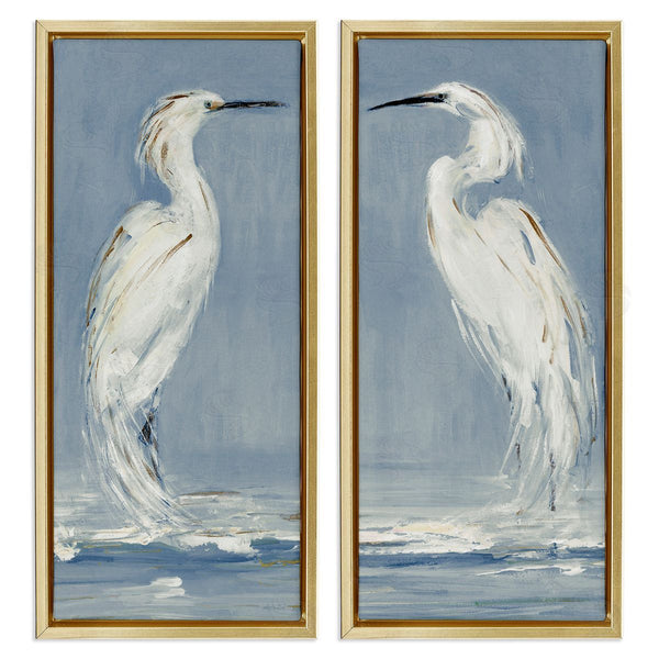 Stupell Industries Sally Swatland | White Herons With Ocean Wave