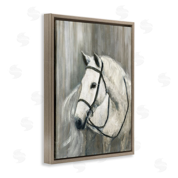 Stupell Industries Sally Swatland | White Horse Riding Bridle Contemporary Equestrian Portrait Wall Art
