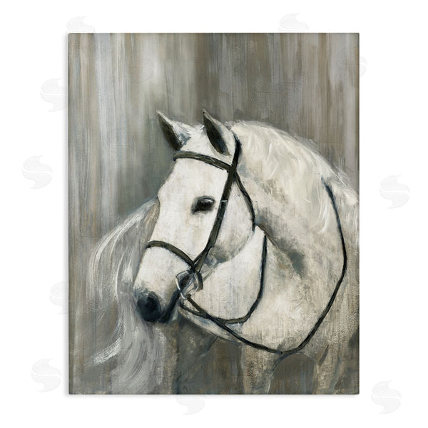 stupell industries Sally Swatland | White Horse Riding Bridle Contemporary Equestrian Portrait Wall Art