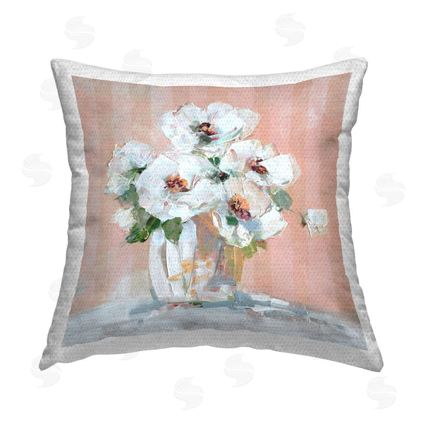 Stupell Industries Sally Swatland | White Poppies On Pink Printed Throw Pillow