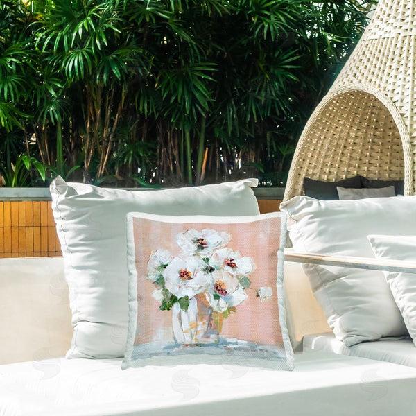 Stupell Industries Sally Swatland | White Poppies On Pink Printed Throw Pillow