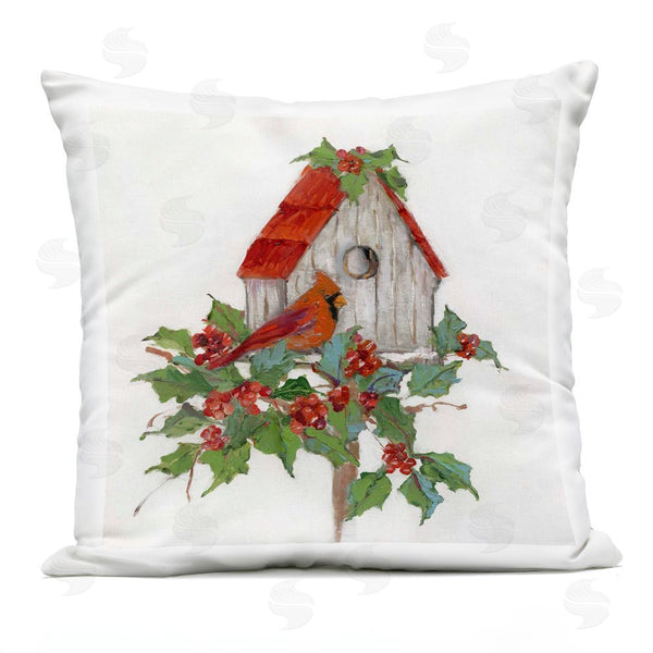 Stupell Industries Sally Swatland | Winter Plants & Birdhouse Printed Throw Pillow