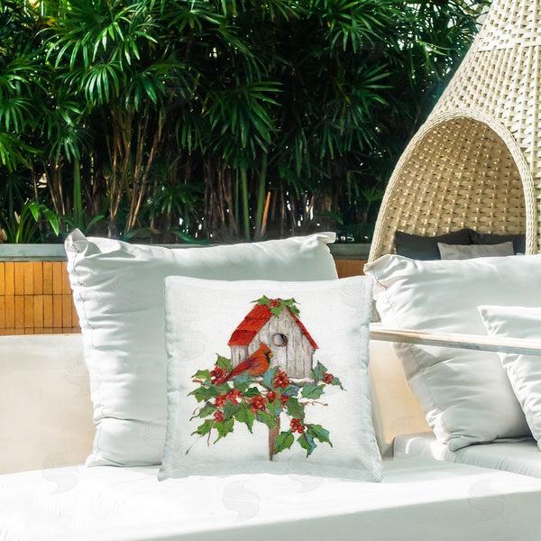 Stupell Industries Sally Swatland | Winter Plants & Birdhouse Printed Throw Pillow