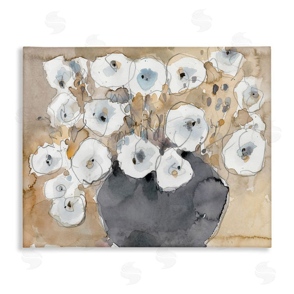 stupell industries Samuel Dixon | Abstract White Blossom Bouquet Neutral Grey Brown