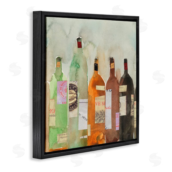 Stupell Industries Samuel Dixon | Collaged Wine Champagne Bottles Vintage Style Wall Art