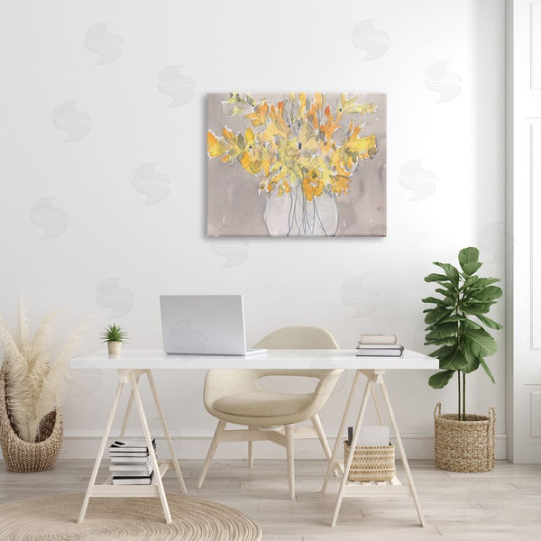 Stupell Industries Samuel Dixon | Modern Yellow Petals Blossoms Floral Arrangement Vase Wall Art