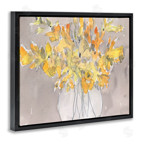 Stupell Industries Samuel Dixon | Modern Yellow Petals Blossoms Floral Arrangement Vase Wall Art