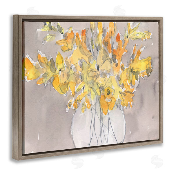 Stupell Industries Samuel Dixon | Modern Yellow Petals Blossoms Floral Arrangement Vase Wall Art