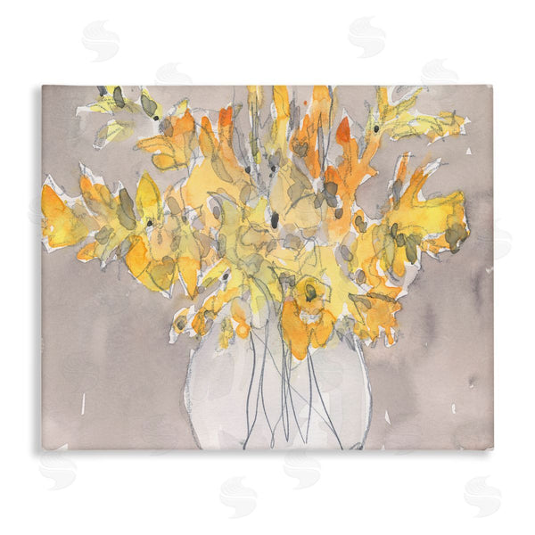 stupell industries Samuel Dixon | Modern Yellow Petals Blossoms Floral Arrangement Vase Wall Art
