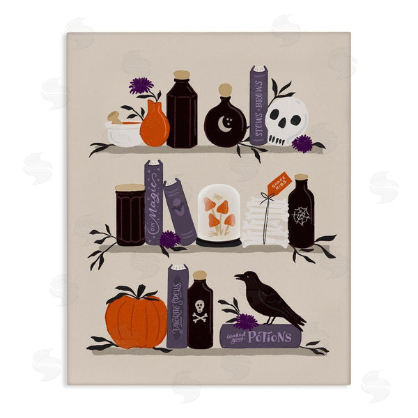 stupell industries Sandra Picco | Apothecary Bookshelves with Crow Wall Art