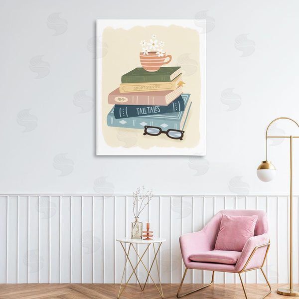 Stupell Industries Sandra Picco | Minimal Book Stack With Glasses