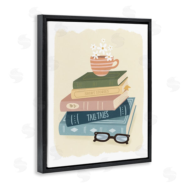 Stupell Industries Sandra Picco | Minimal Book Stack With Glasses