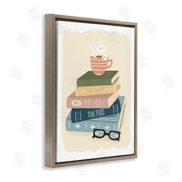 Stupell Industries Sandra Picco | Minimal Book Stack With Glasses