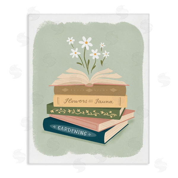 stupell industries Sandra Picco | Open Book Stack Gardening Theme