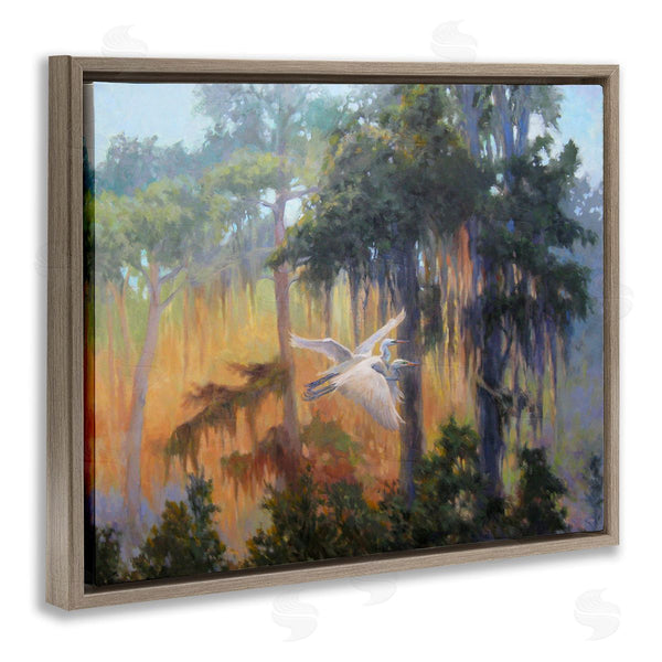 Stupell Industries Sandy Nelson | Flying Egrets In Forest Wall Art