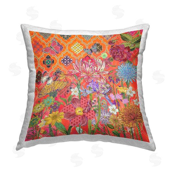 Stupell Industries Sangita Bachelet | Bold Orange Mums Flowers Printed Throw Pillow