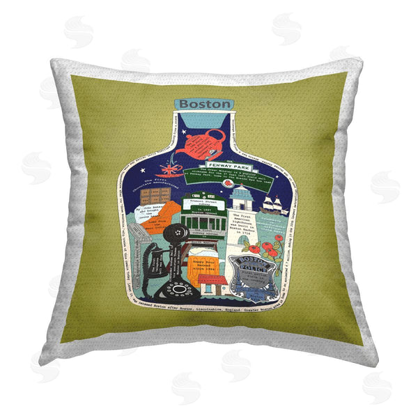 Stupell Industries Sangita Bachelet | Boston Informational Vintage Facts Printed Throw Pillow