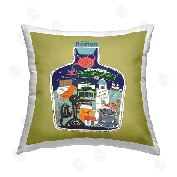 stupell industries Sangita Bachelet | Boston Informational Vintage Facts Printed Throw Pillow