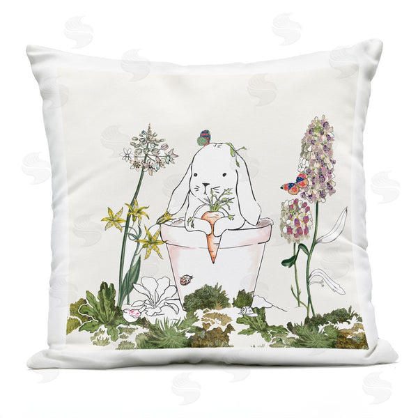 Stupell Industries Sangita Bachelet | Bunny Flower Pot Botanical Lilac Floral Blooms Printed Throw Pillow