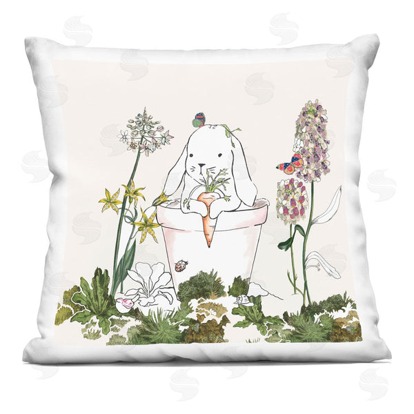 stupell industries Sangita Bachelet | Bunny Flower Pot Botanical Lilac Floral Blooms Printed Throw Pillow