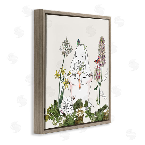 Stupell Industries Sangita Bachelet | Bunny In Flower Pot Lilac Florals Blooming