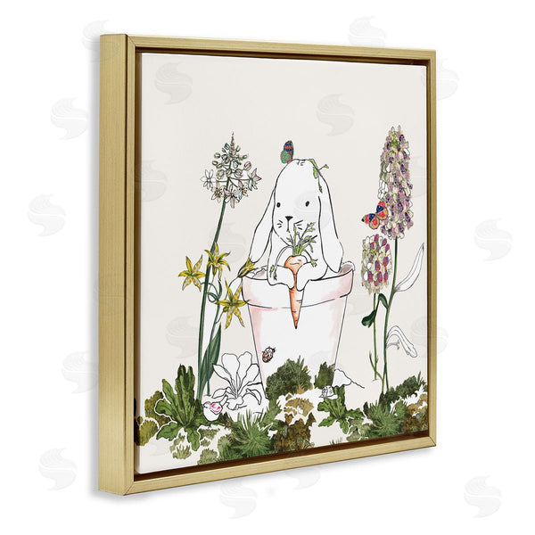 Stupell Industries Sangita Bachelet | Bunny In Flower Pot Lilac Florals Blooming