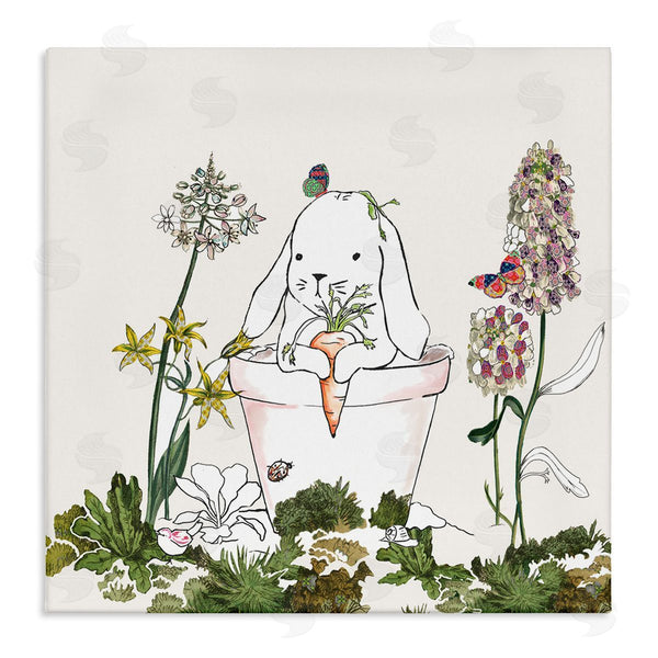 stupell industries Sangita Bachelet | Bunny in Flower Pot Lilac Florals Blooming